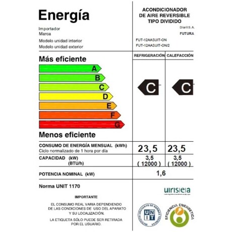 FUT-12AASUIT-ON 12000-BTU BLANCO ACONDICIONADOR FUTURA