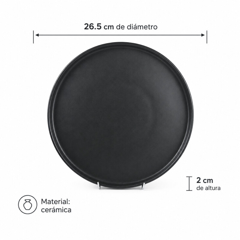 Plato de Mesa Llano en Cerámica D26.5cm Tokio Set 6 Unidades -Negro Plato de Mesa Llano en Cerámica D26.5cm Tokio Set 6 Unidades -Negro
