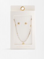 Set De Collar Con Pendientes Estrella - Acero Inoxidable gris