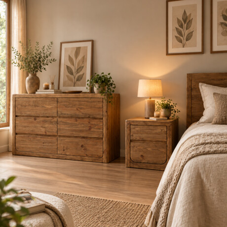 MESA DE LUZ 2 CAJONES MADERA MACIZA - LÍNEA RÚSTICA MESA DE LUZ 2 CAJONES MADERA MACIZA - LÍNEA RÚSTICA