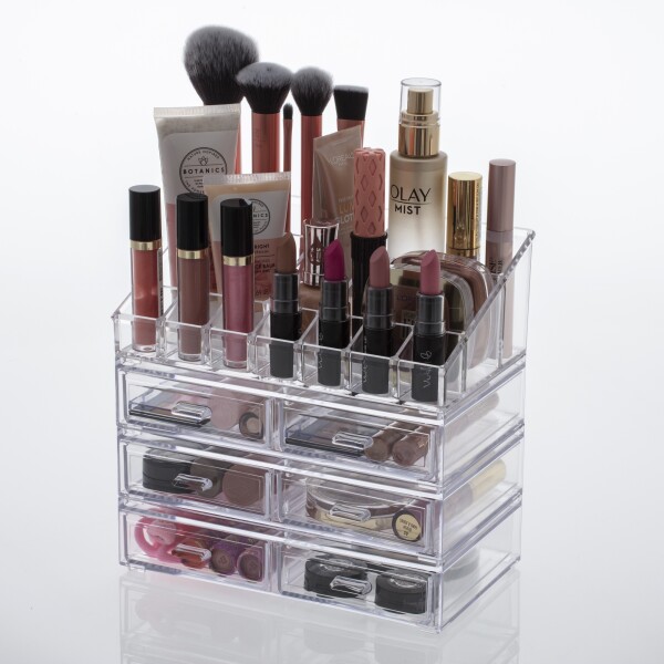 ORGANIZADOR COSMETICOS 22X12X12 CMS CRISTAL TRANSPARENTE