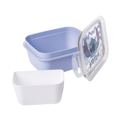 Pote Plástico Con Traba y División 630 ml Stitch