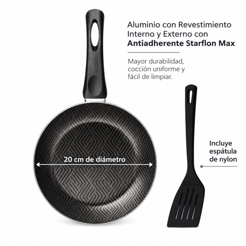 Sartén de Aluminio Antiadherente 20 cm Tramontina con Espátula Sartén de Aluminio Antiadherente 20 cm Tramontina con Espátula