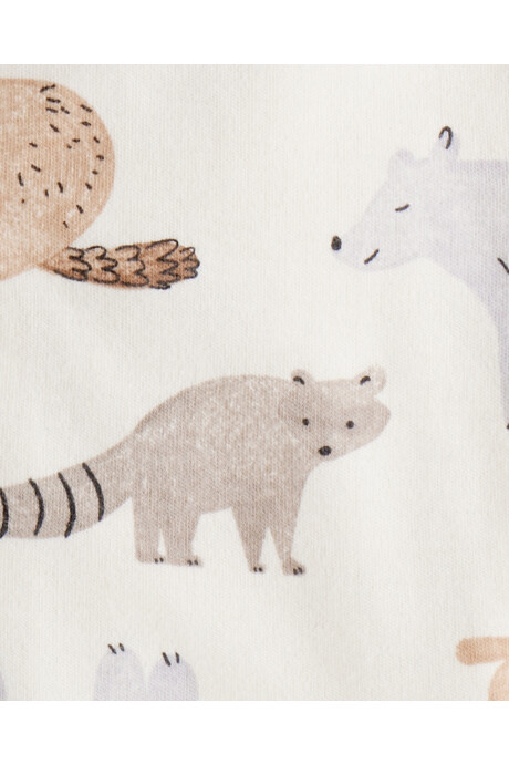 Pijama una pieza de algodón, con pie, diseño bosque Sin color