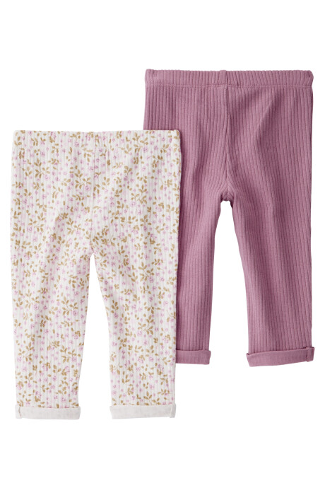 Pack dos pantalones de algodón orgánico acanalado Sin color