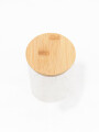FRASCO VIDRIO TAPA BAMBOO TRANSPARENTE