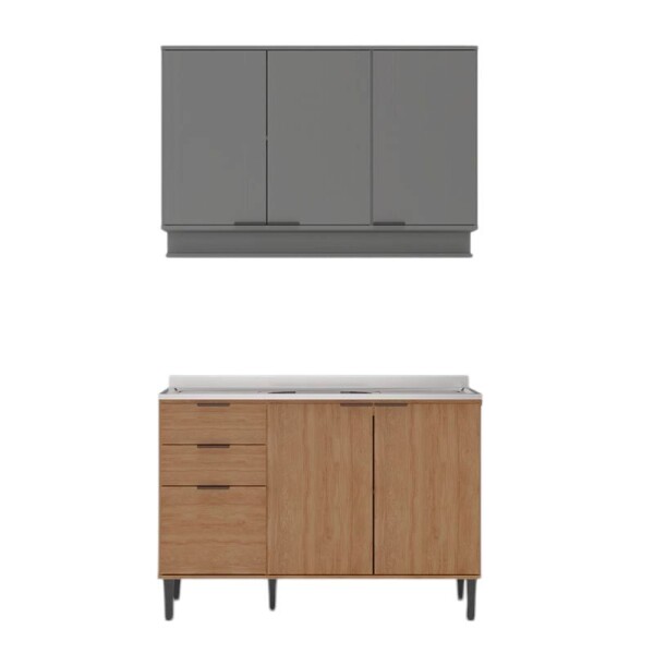 COMBO AEREO + BAJO MESADA 1.20 MT TITANIUM/FREIJO - ALPHA COMBO AEREO + BAJO MESADA 1.20 MT TITANIUM/FREIJO - ALPHA