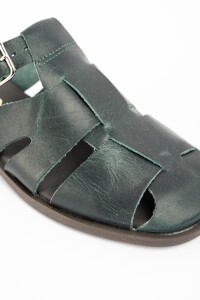 Zueco Cangrejera Cuero Verde Musgo