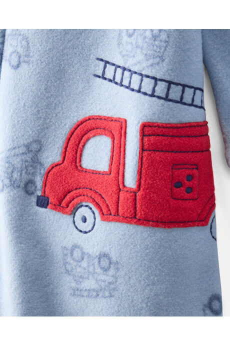 Pijama una pieza de micropolar, con pie, diseño bomberos Sin color