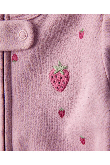 Pijama una pieza de algodón, con pie, diseño frutillas Sin color