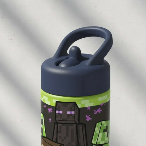 Botella Plástica con Pajita Minecraft 410 ml U
