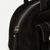 Cartera al hombro Indie en cuero gamuza Negro