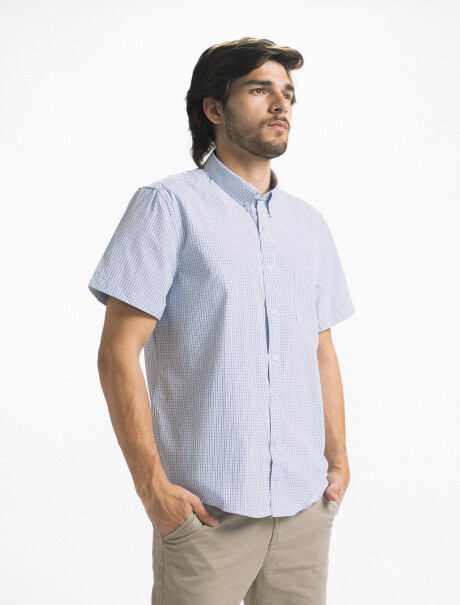 Camisa Manga Corta a Cuadros AZUL/ FANTASIA 8