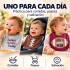 Set Baberos Para Bebé X3 Algodón Frases Surtidas Velcro Bordó 1