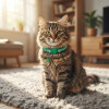 Collar Para Gatos Animal Print Con Cascabel VERDE