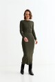 Vestido manga larga midi VERDE OLIVA