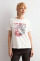 Remera animal print blanco