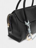 Bolso Tote Liso Con Solapa negro