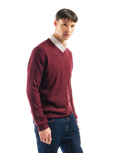 Buzo Tipo Cashmere Cuello V Bordo Melange