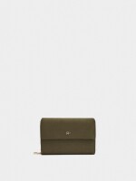 Cartera Efecto Piel Con Solapa caqui