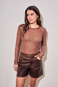 Remera Encaje Chocolate