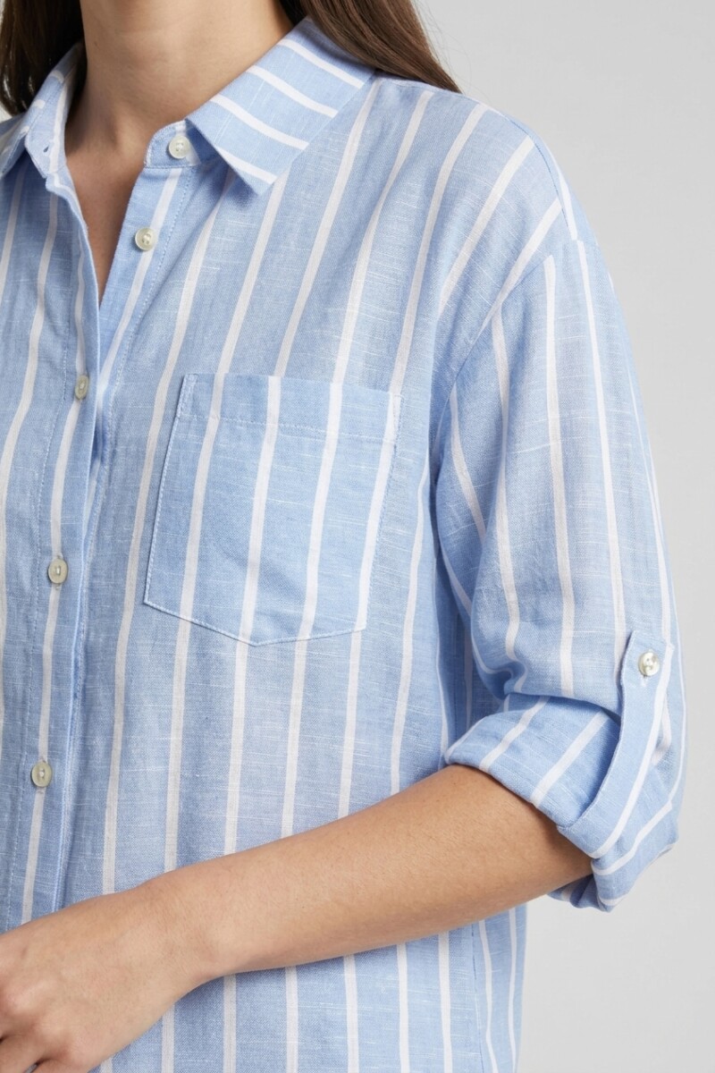 Camisa m/l rayada CELESTE