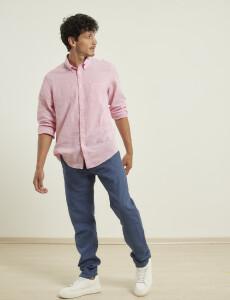 080677 PANTALON DE LINO HARRY Azul
