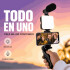 Kit de Grabación para Celular con Trípode Luz LED y Micrófono Negro