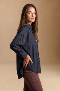 Camisa Con Bolsillo Delantero Denim