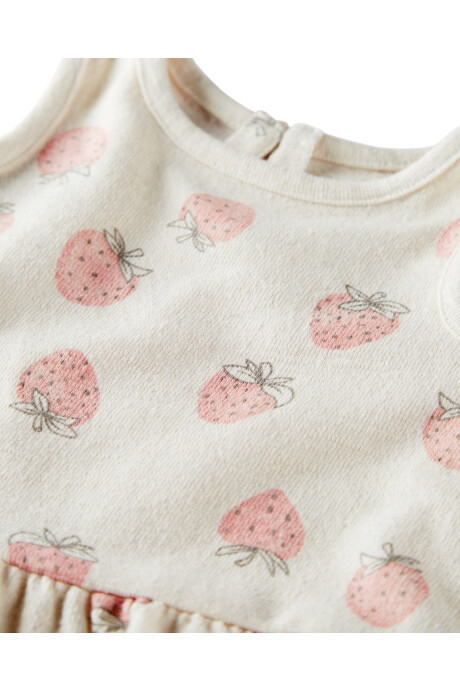Set dos piezas de algodón orgánico, short y musculosa, diseño frutillas Sin color