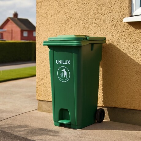 CONTENEDOR DE BASURA 120 LITROS Contenedor de Basura con Ruedas 120 Litros Verde