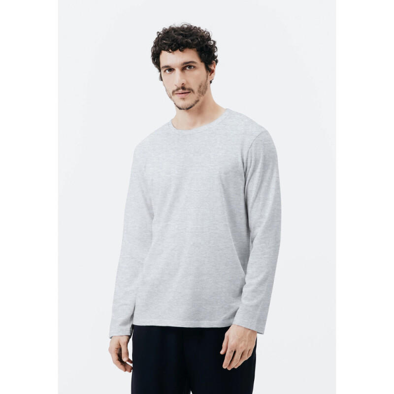 CAMISETA ML MASC CINZA MESCLA