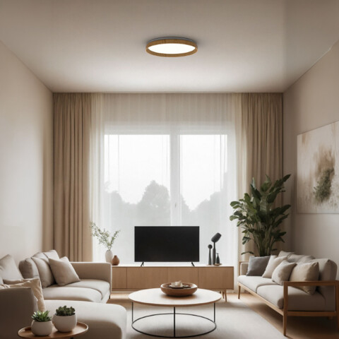 Plafón LED red. madera 32W 2 tonos Ø50cm dimerizable VK-BORE VK0008