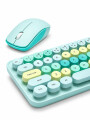 TECLADO Y MOUSE SET COLORES VERDE AQUA