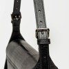Cartera al hombro Nicola en cuero lagarto Negro