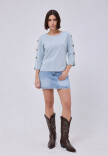 Remera Botones Celeste
