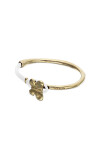 PULSERA DE CUERO CREMA SEMIRÍGIDA BAÑADA EN ORO 18K CON MARIPOSA Pulsera
