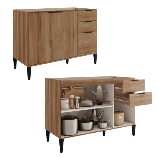 COMBO AEREO + BAJO MESADA 1.20 MT TITANIUM/FREIJO - ALPHA COMBO AEREO + BAJO MESADA 1.20 MT TITANIUM/FREIJO - ALPHA