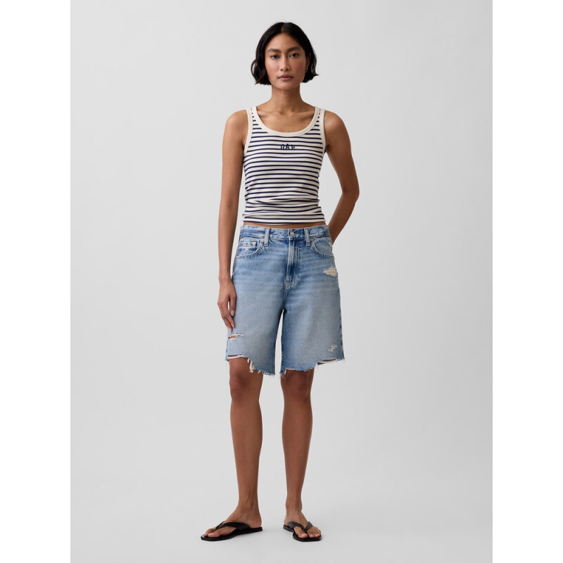 FRCH SL COTTON 2X2 LOGO TANK WHITE NAVY STRIPE