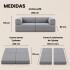 Sofá Sillón Cama ComboHome Teddy Premium 3 Cuerpos Corderoy Gris 1