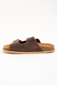 Sandalias De Doble Hebilla Chocolate