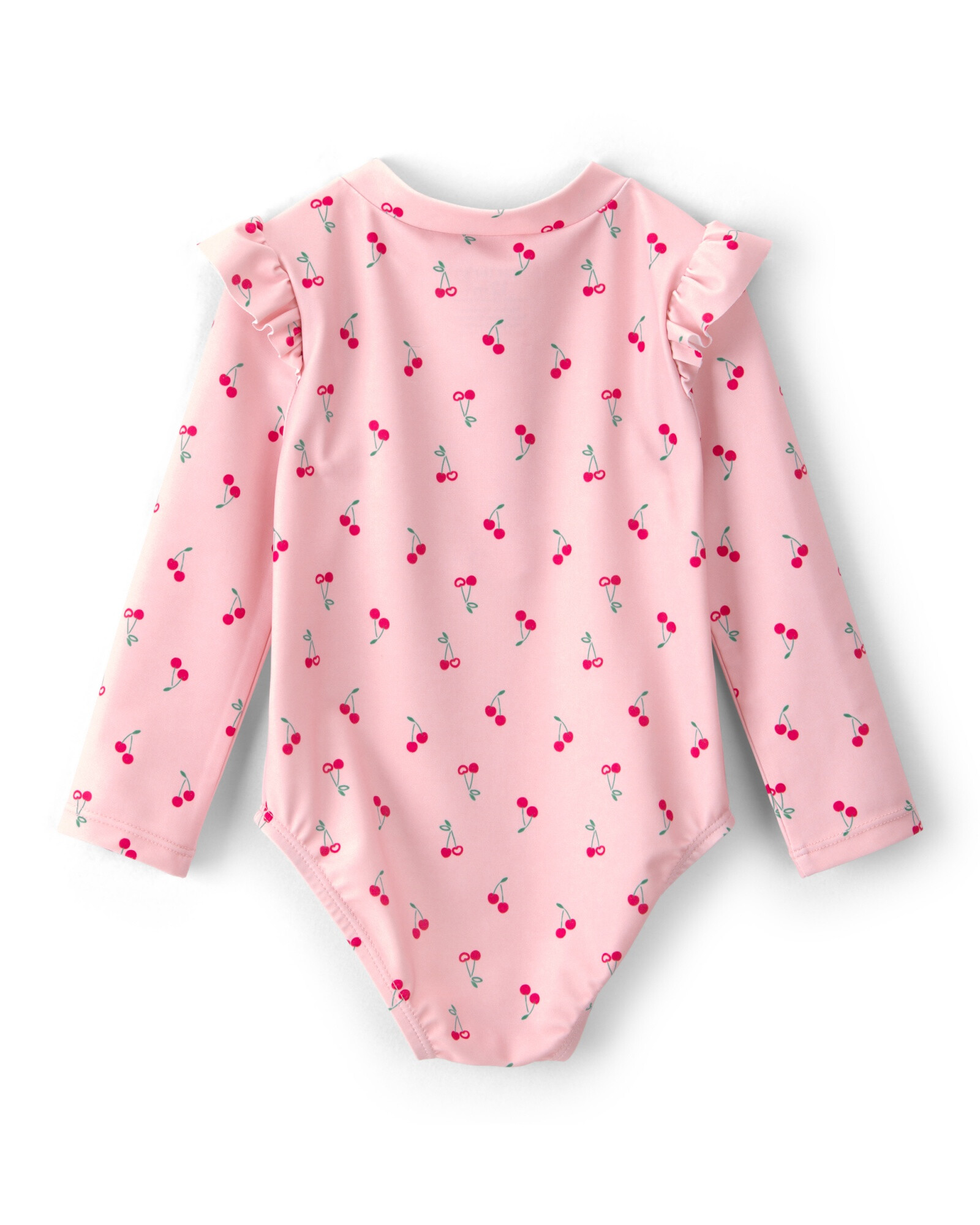 Malla de baño 1 pieza manga larga con protección UPF 50+, rosada, diseño cerezas. Talles 3-24M Sin color