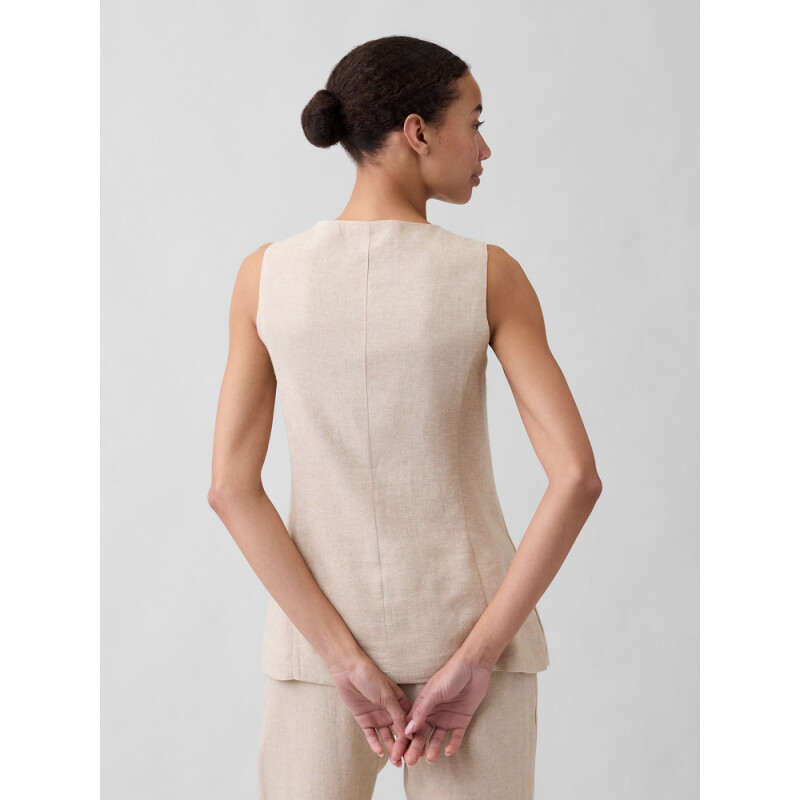 V-LINEN VEST FLAX LINEN