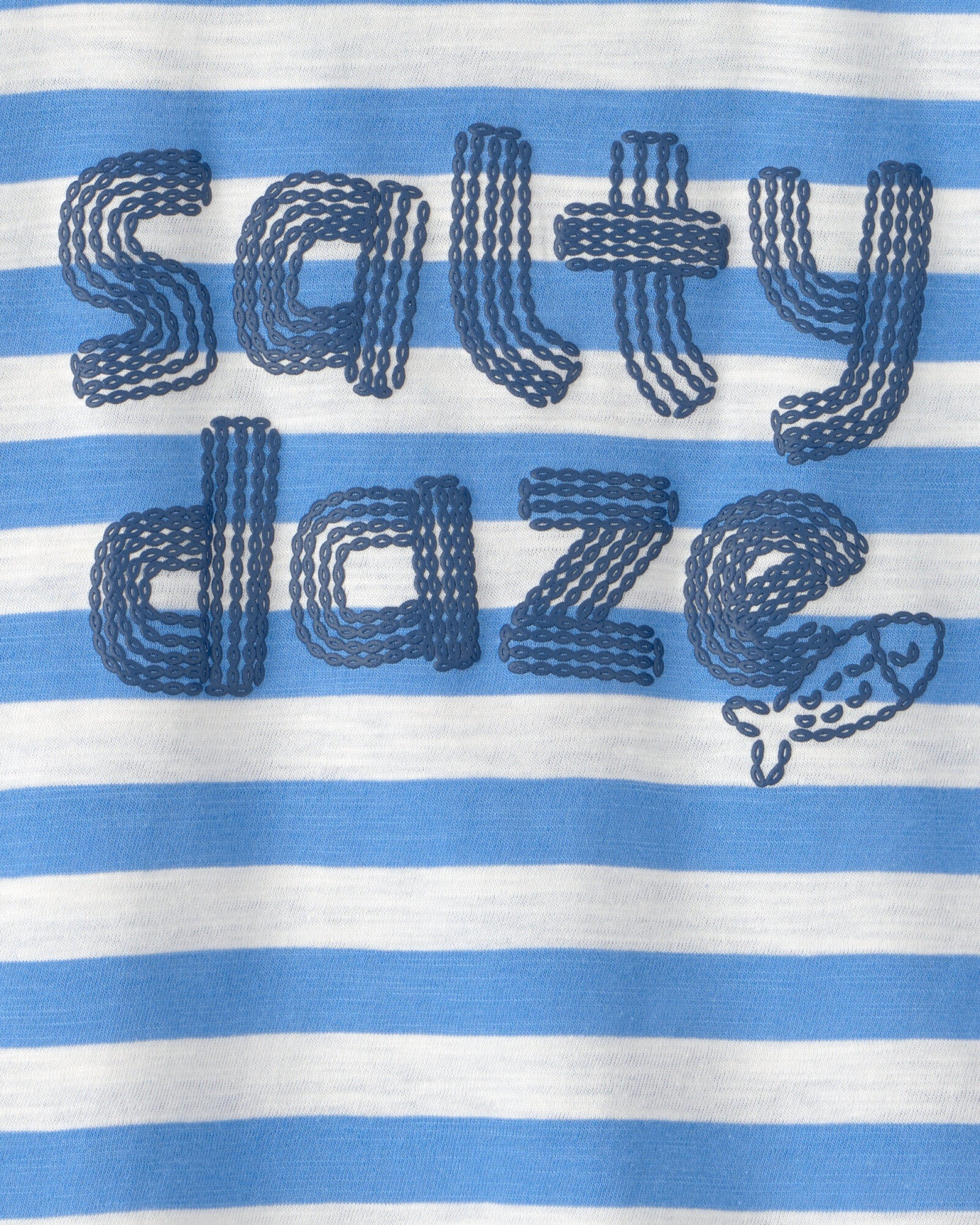 Remera de algodón, manga corta, azul y blanca, diseño a rayas Sin color