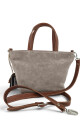 Cartera balde chica en cuero y gamuza Beige