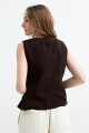 Top denim con botones al frente CHOCOLATE