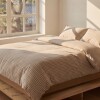 Funda nórdica de acolchado + 2 fundas de almohada de algodón Vichy Beige Queen