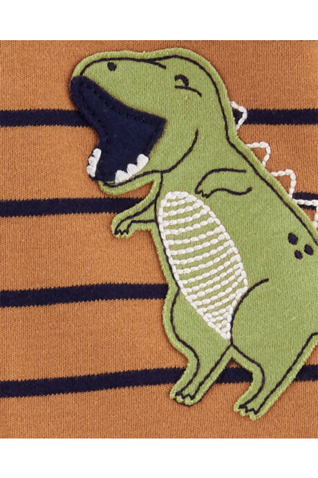 Pijama una pieza de algodón con pie estampa dinosaurio Sin color