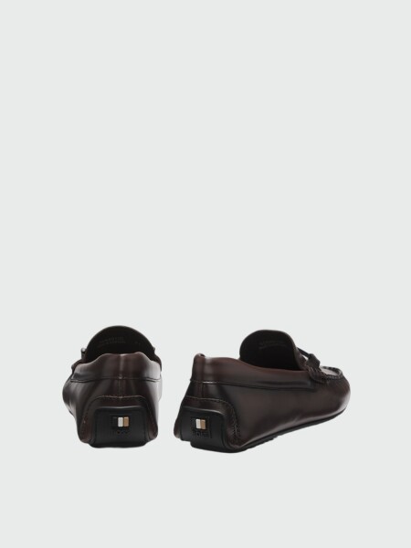 BOSS - Mocasines de cuero napa con herraje con logo Beige