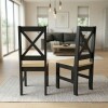 Juego de comedor 4 sillas - Madera maciza - Cruceta Negro